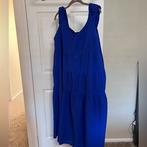 Old Navy Fit & Flare Tiered Seersucker All-Day Midi Dress 2xl